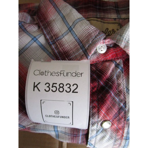 Wrangler Shirt Medium White Western Pearl Snap Plaid Cowboy Outdoor * - Picture 10 of 10